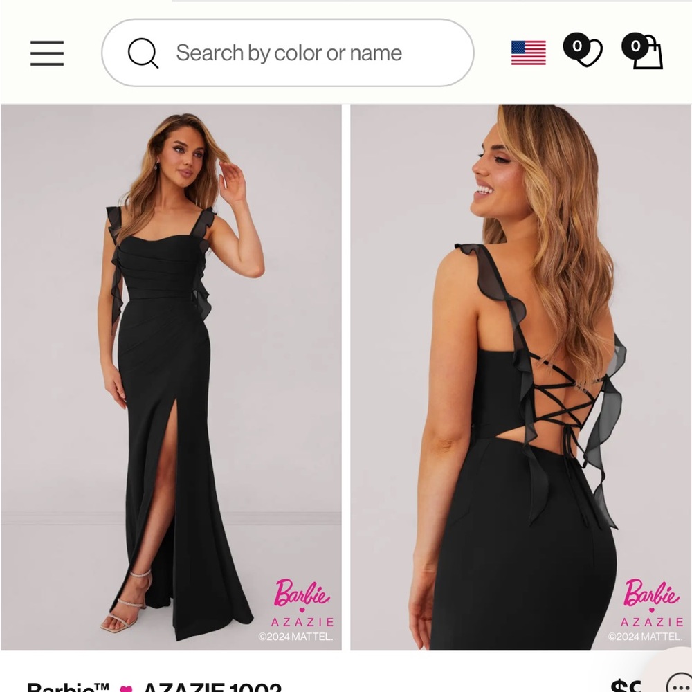Azazie Black Backless Dress with Slit